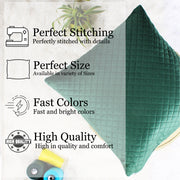 Both Side Quilted Velvet Cushion Cover (Set of 2), Green
